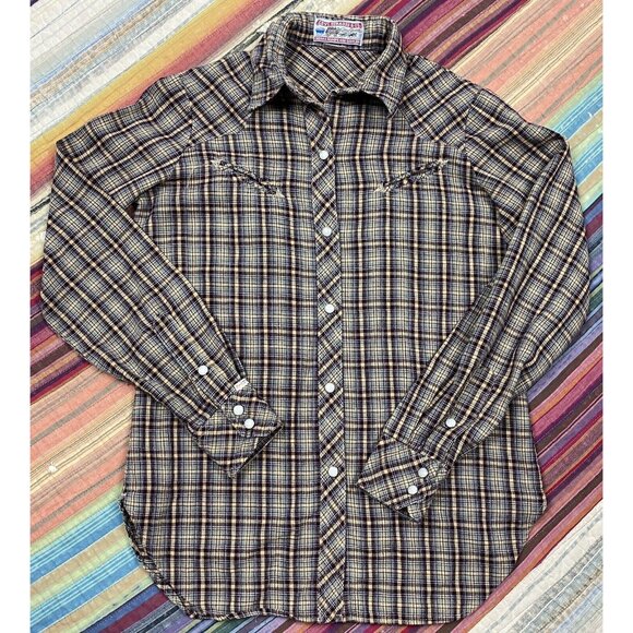 Vtg 70s Levi's Sierra Humps Plaid Western Cowgirl Shirt Slash Pocket Pearl Snap - Picture 3 of 9